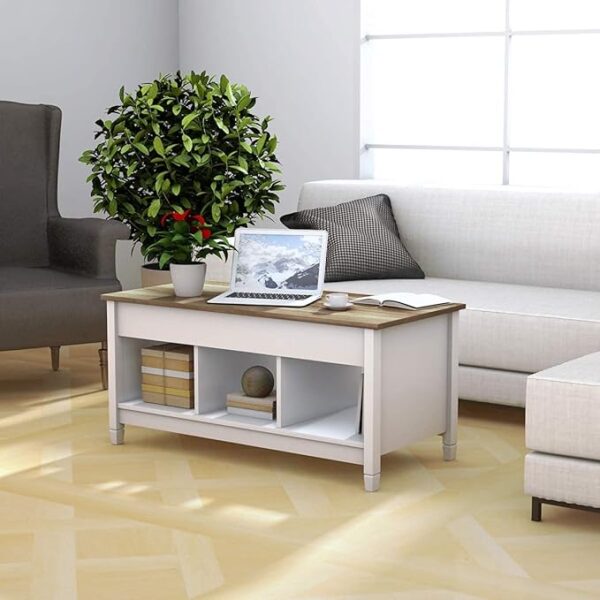 13% OFF Tangkula Wood Lift Top Coffee Table, Modern Tea Storage with Hidden Compartment - Image 3