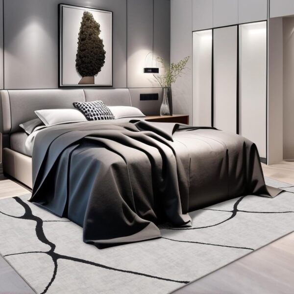 20%off YIHOUSE Abstract 6'x9' Black and White Rug - Image 3